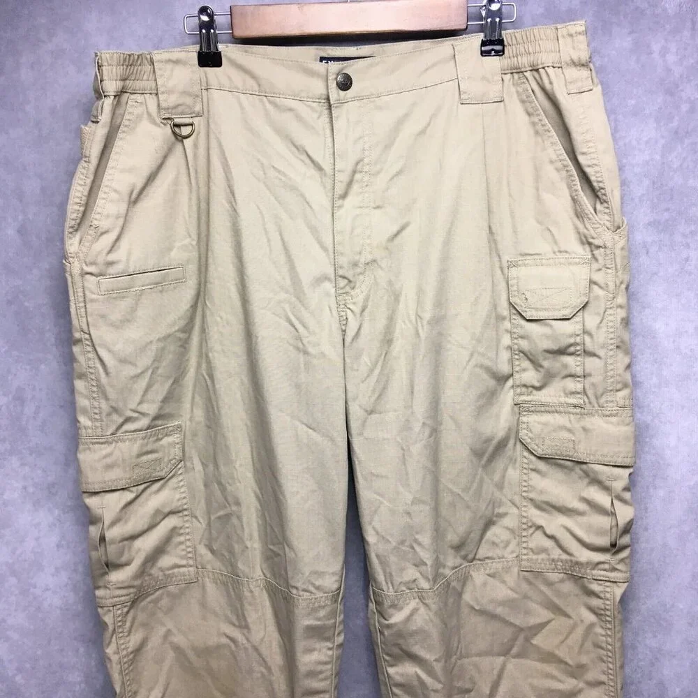 5.11 Tactical Men Cargo Pants size 40x32 Tan D Ring Pockets Tech Trades EMT Work
